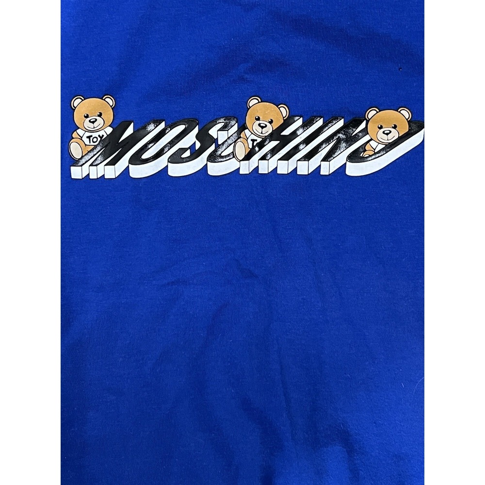 Moschino Sweatshirt Bear Blue Boys Logo Crewneck Sweater NO SIZE TAG - Picture 6 of 14